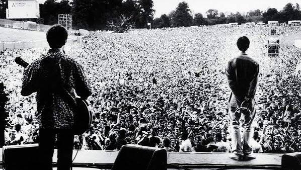 90s gig crowd from the stage